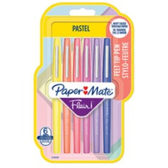 Blister 6 pennarelli Flair Nylon colori assortiti Pastel Papermate