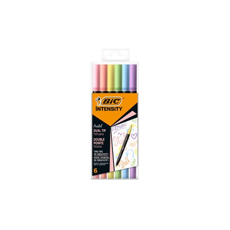 Astuccio 6 pennarelli Intensity dual tip brush colori assortiti Pastel BIC