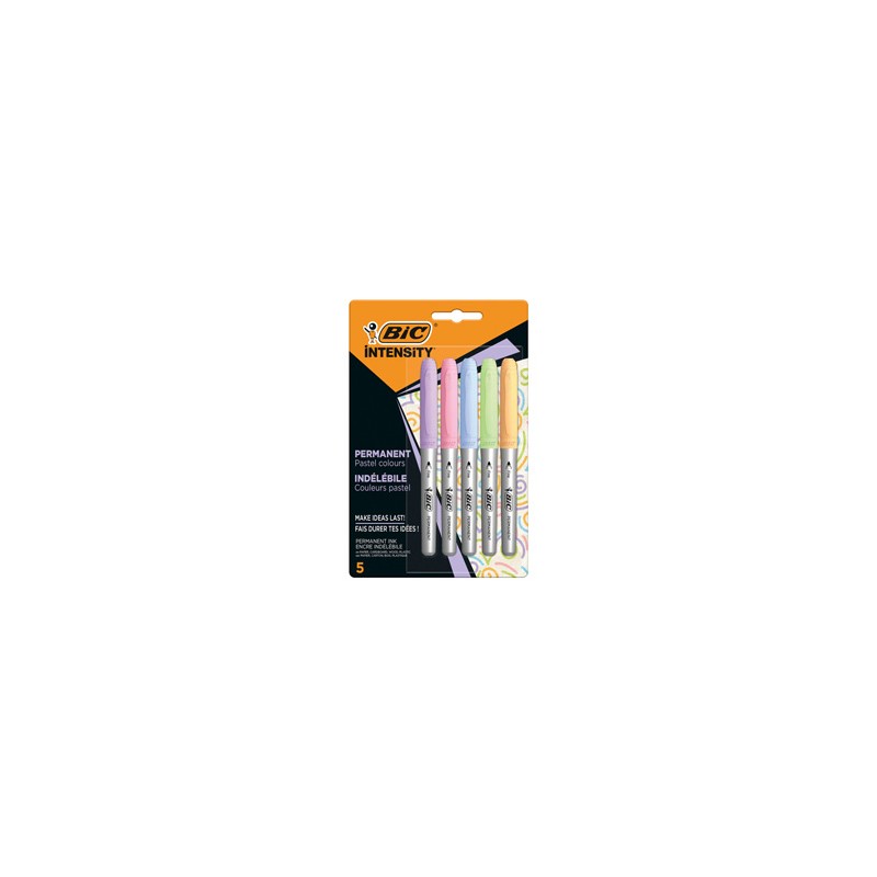 Astuccio 5 marcatori Intensity punta tonda colori assortiti Pastel BIC