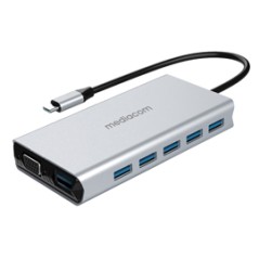 Docking station USB-C multiporta 2HDMI, 5USB 3, RJ45, VGA, Card reader Mediacom