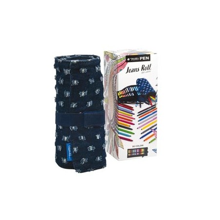 Astuccio 30 pennarelli Tratto Jeans Roll punta media 1.0mm colori assortiti