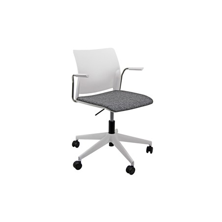 Seduta home/office Alpha APGBBRT bianco/grigio con braccioli inclusi