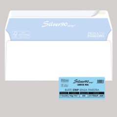 500 busteSILVER90 STRIP FSCÂ®bianca internografata s/finestra110x230mm 90gr Pigna