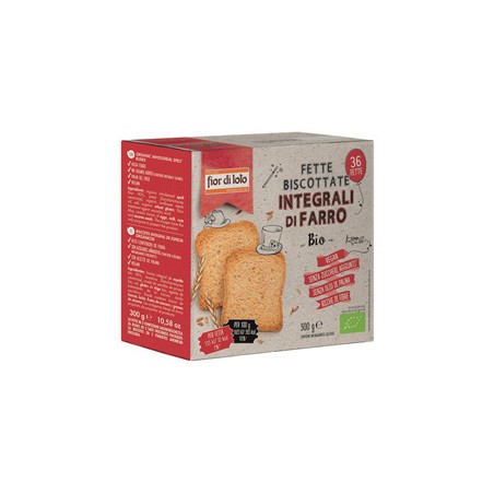 Confezione da 36 fette biscottate integrali al farro - 300gr - Fior di Loto