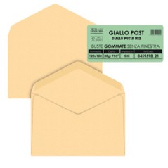 500 buste GIALLO POSTALE gommata carta riciclata FSCÂ® 120x180mm 80gr Pigna