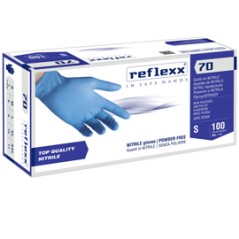 Conf 100 Guanti In Nitrile R70 tg S Senza Polvere azzurro Reflexx