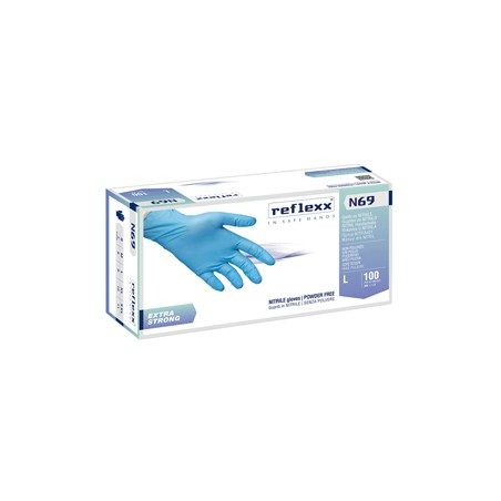 Conf 100 Guanti In Nitrile N69 taglia S azzurri EXTRAstrong Reflexx