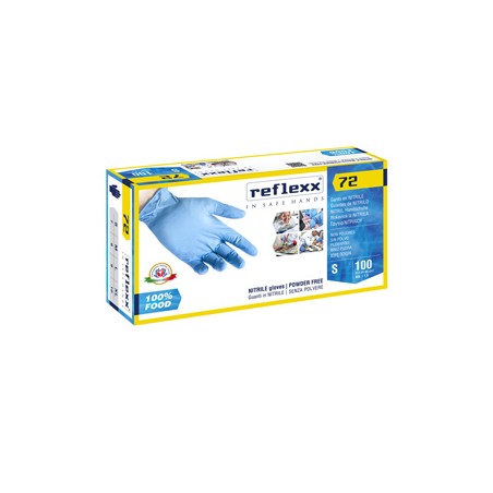 Conf 100 Guanti In Nitrile R72 taglia S azzurri foodline Reflexx