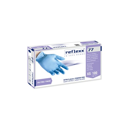 Conf 100 Guanti In Nitrile R77100 taglia S azzurri Reflexx