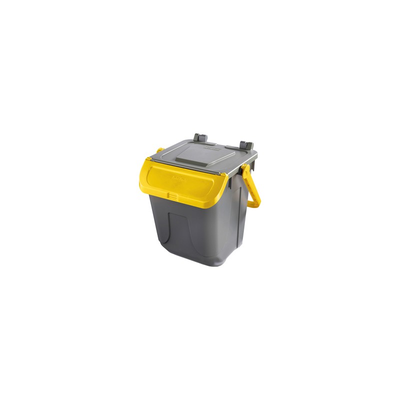 Contenitore portarifiuti Ecology 25Lt c/sportello e maniglione giallo