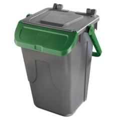 Contenitore portarifiuti Ecology 35Lt c/sportello e maniglione verde