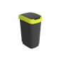 Pattumiera 25LT in PPL Nero/Verde Lime con coperchio basculante Rotho