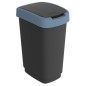 Pattumiera 50LT in PPL Nero/blu coperchio basculante Rotho