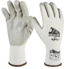 Guanti di protezione FIT taglia 08 bianco grigio c/polsino giallo U-Power