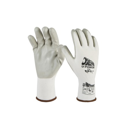 Guanti di protezione FIT taglia 08 bianco grigio c/polsino giallo U-Power