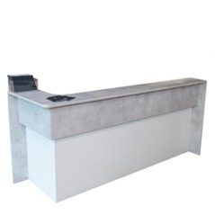 Modulo reception lineare c/est.arrot. 203x83x109cm bianco/cemento - Welcome in