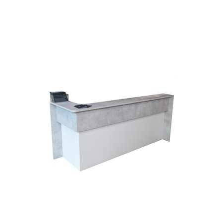 Modulo reception lineare c/est.arrot. 223x83x109cm bianco/cemento - Welcome in