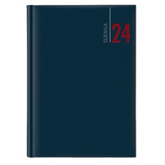 Agenda giornaliera 2024 dim.14,5x20,5cm cop. in carta imbottita blu