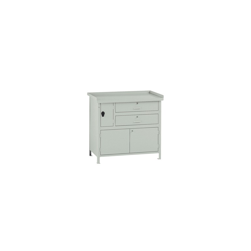 Banco da lavoro con 2 cassetti e 1 vano 100x67x90cm grigio