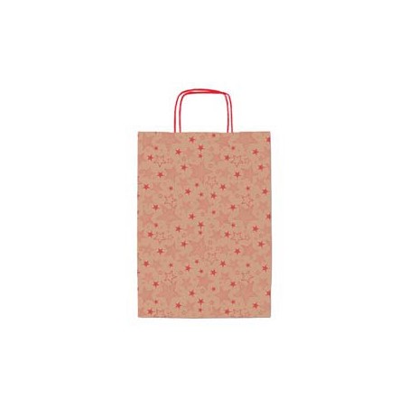 Shopper natale stelline rosse 16x8x21cm Sadoch