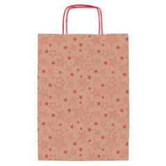 Shopper natale stelline rosse 26x12x36cm Sadoch