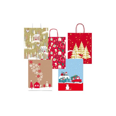 Shopper natale fantasie assortite 16x8x21cm Sadoch