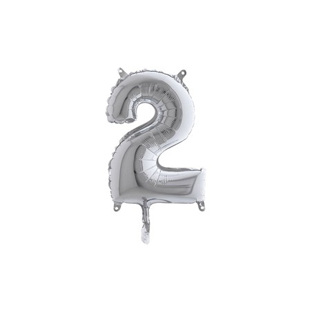 Palloncino in mylar h.36cm numero "2" argento Big Party