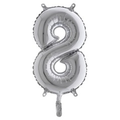 Palloncino in mylar h.36cm numero "8" argento Big Party