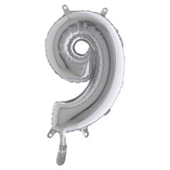 Palloncino in mylar h.36cm numero "9" argento Big Party