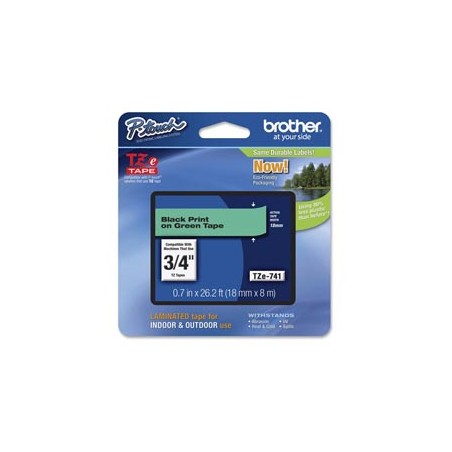 NASTRO BROTHER TZe741 18MMx8MT NERO/VERDE