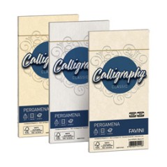 25 buste CALLIGRAPHY PERGAMENA 110x220mm 90gr sabbia FAVINI