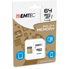 MICRO SDXC EMTEC 64GB CLASS 10 GOLD + CON ADATTATORE