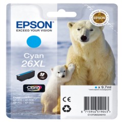 CARTUCCIA CIANO EPSON CLARIA PREMIUM, SERIE 26XL/ORSO POLARE, IN BLISTER