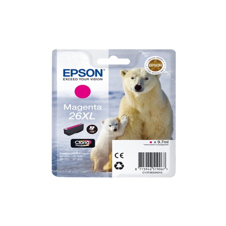 CARTUCCIA MAGENTA EPSON CLARIA PREMIUM, SERIE 26XL/ORSO POLARE, IN BLISTER