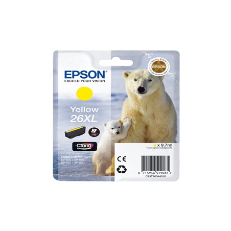 CARTUCCIA GIALLO EPSON CLARIA PREMIUM, SERIE 26XL/ORSO POLARE, IN BLISTER