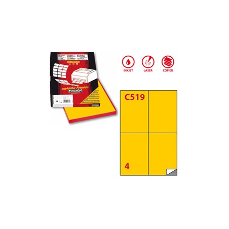 Etichetta adesiva C/519 giallo 100fg A4 105x148,5mm (4et/fg) Markin