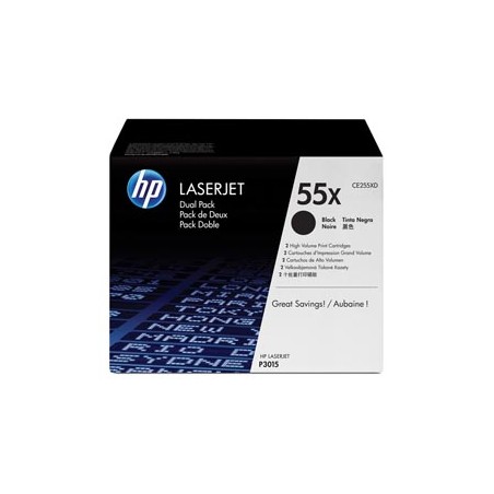 SCATOLA 2 TONER NERO HP LASERJET CE255X LASERJET P-3015DN 12.500PG