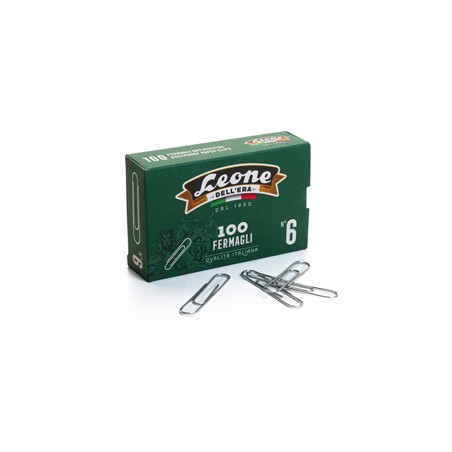 SCATOLA 100 FERMAGLI N.6 MM58 ZINCATI ANTIRUGGINE LEONE