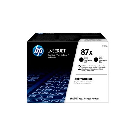 CONFEZIONE DA 2 CARTUCCE TONER NERO ALTA CAPACITA' HP87X