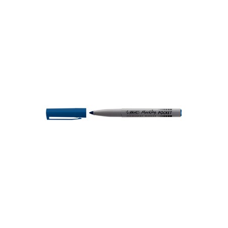 SCATOLA 12 MARCATORI POCKET 1445 BLU P.TONDA PERMANENTE BIC