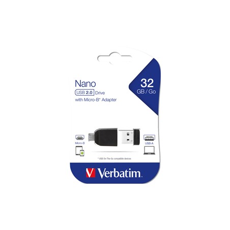 MEMORIA USB2.0 32GB STORE 'N' STAY NANO + OTG MICRO USB ADAPTER