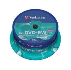 CONFEZIONE DA 25 DVD-RW SPINDLE 4X 4.7GB SUPERF.MATT SILVER SERIGRAFATA