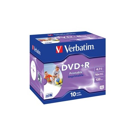 SCATOLA 10 DVD+R JEWEL CASE 16X 4.7GB 120MIN. STAMPABILE WIDE PHOTO INKJET