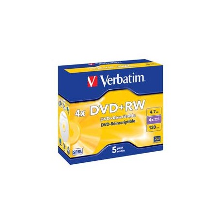 SCATOLA 5 DVD+RW JEWEL CASE 4X 4.7GB 120MIN. SERIGRAFATO