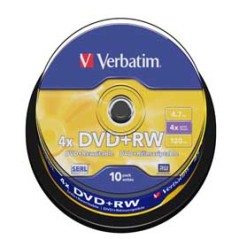 SCATOLA 10 DVD+RW SPINDLE 4X 4.7GB 120MIN.