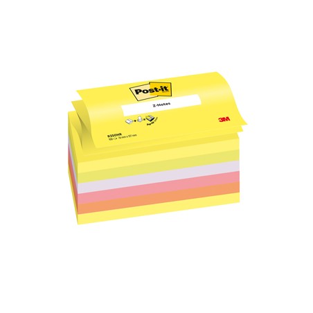 BLOCCO Post-itÂ® Super Sticky Z-Notes 76x127mm 100fg R350NR ASSORT.NEON