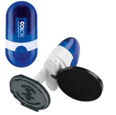 Timbro Pocket Stamp R40 diametro 40mm 5righe autoinchiostrante blu COLOP