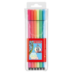 ASTUCCIO 6 EVIDENZIATORI STABILO PEN 68 NEON ASSORT.