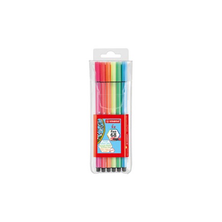 ASTUCCIO 6 EVIDENZIATORI STABILO PEN 68 NEON ASSORT.