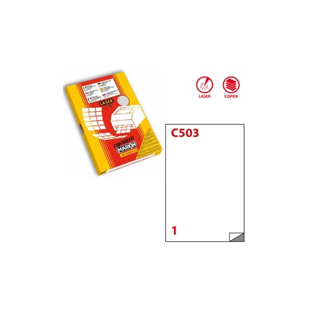 Poliestere adesivo C/503 bianco opaco 50fg A4 210x297mm (1et/fg) laser Markin